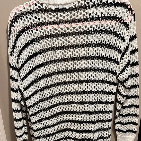 Nine West Striped Black and White Women's Sweater - Picture 3 of 6